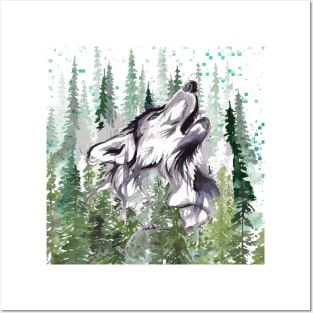 Wolf - Wolf  forest - Wolf nature - Wolf drawing - Wolf water colors Posters and Art